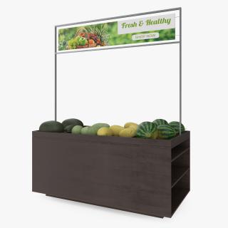 3D model Counter with Variety of Fruits