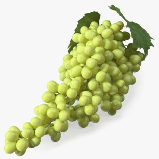 3D Sultana Green Grape Cluster Lying model