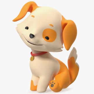 3D model Cartoon Puppy Dog Sitting Pose