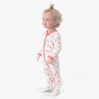 Toddler Girl in Full Bodysuit Standing Fur 3D