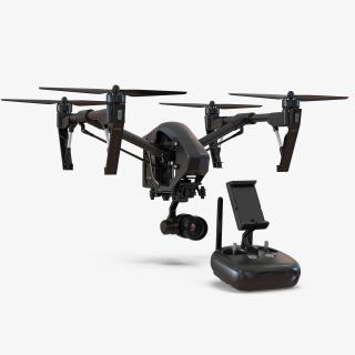 DJI Inspire 1 Quadcopter Black Edition Rigged Set 3D model