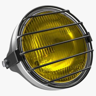 3D model Motorcycle Headlight Yellow with Cover Protector 2