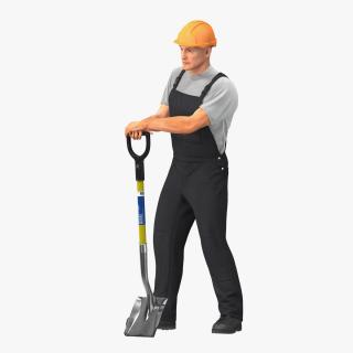 Construction Worker Stand with Shovel 3D