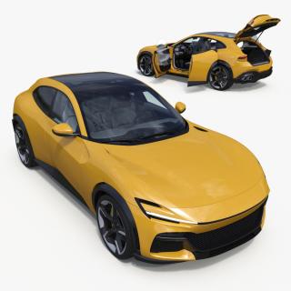 Extreme Crossover Sports Car Yellow Rigged 3D