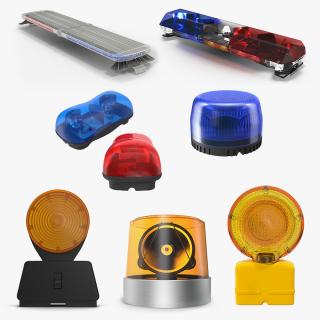 Emergency Warning Lights Collection 3 3D