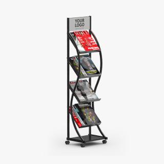 3D Magazine Display Stand Black with Magazines model