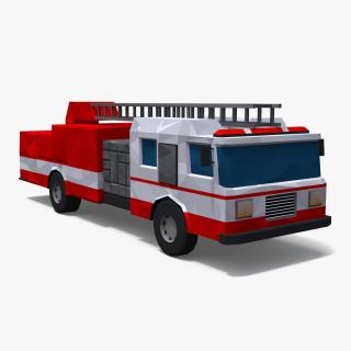 3D model Low Poly Stylized Model Fire Engine