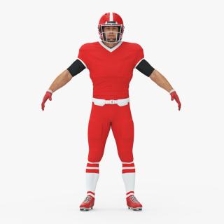 3D Man Red Uniform T-Pose American Football Players model