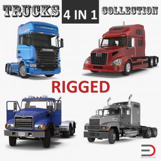 Rigged Trucks Collection 3D model