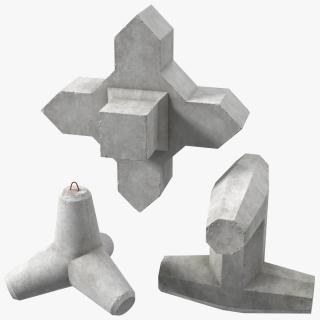 3D model Breakwater Coastal Protection Blocks Set