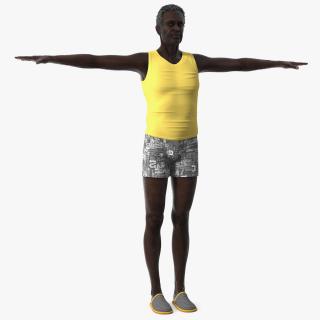 3D Afro American Grandpa Wearing Pajamas Rigged for Maya model