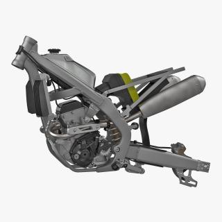 Motocross Motorcycle Engine And Frame 3D