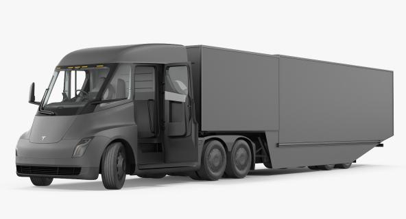 3D model Electric Semi Truck Tesla with Trailer Rigged