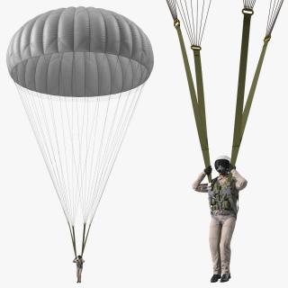 3D Military Pilot with Parachute 2