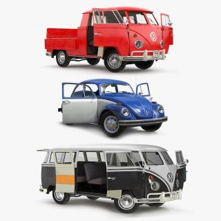 3D Rigged Retro Volkswagen Cars Collection 2