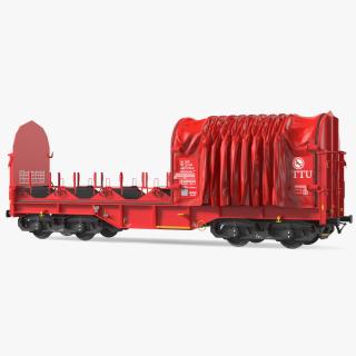 DB Cargo Coil Transporter Tarpaulin Freight Wagon Opened Clear 3D