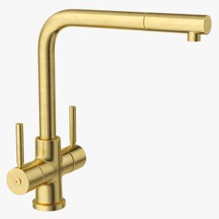 Angular Dual Lever Sink Mixer Tap Brass 3D model