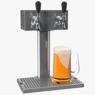 Beer Dispenser Kegerator Tower with Beer Mug 3D model