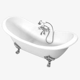 3D Double Slipper Clawfoot Bath model