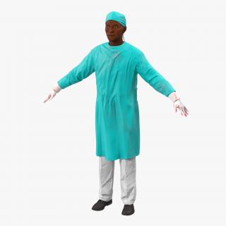 3D Male African American Surgeon 4