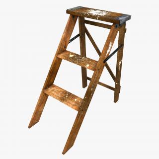 Old Wooden Step Ladder 3D