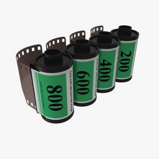 35mm Film Roll Green Set 3D model