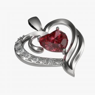 Ruby Heart Necklace 3D model