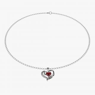 Ruby Heart Necklace and Chain 3D model