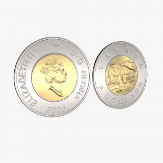 2 Dollar Canadian coin Loonie 3D model