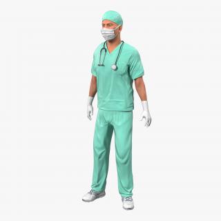 Male Surgeon Caucasian Rigged 3D model