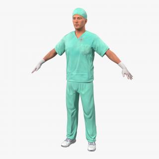 3D model Male Surgeon Caucasian with Blood 2