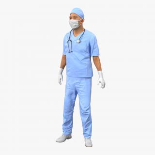 3D model Male Surgeon Asian Rigged