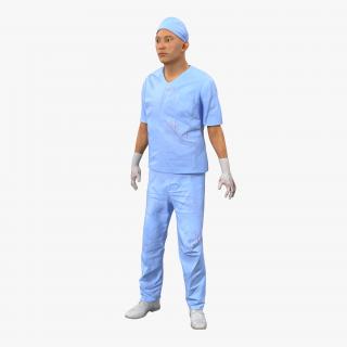 Male Surgeon Asian Rigged Uniform with Blood 3D model