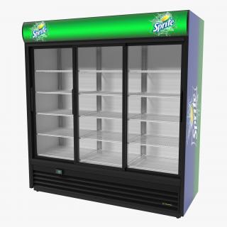 3D Sprite Three Door Display Refrigerator model