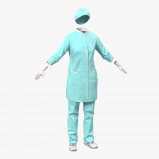 3D Female Surgeon Dress with Blood 2 model