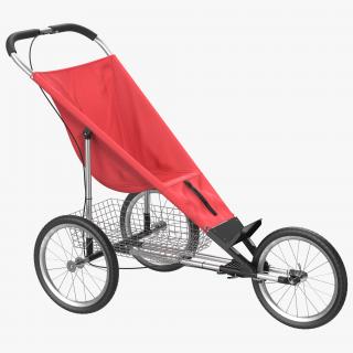 3D model Jogging Stroller Red