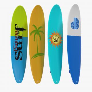 3D Surfboard Longboard 3D Models Set model