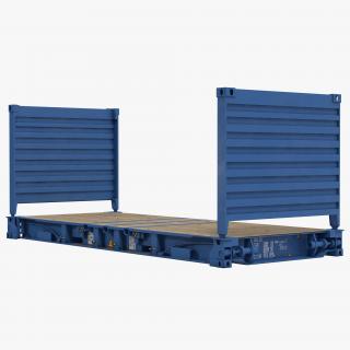 Flat Rack Container Blue 3D model