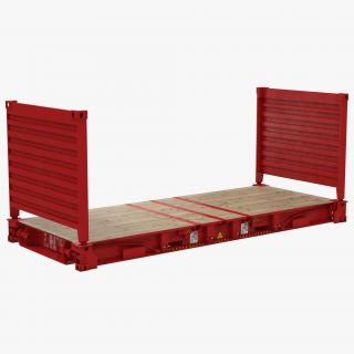 3D Flat Rack Container Red model