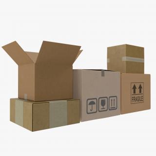 3D Cardboard Boxes Collection 2 model