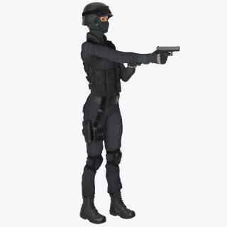 3D SWAT Woman Asian Rigged model