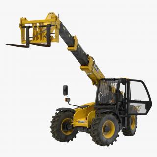 Telescopic Handler Forklift JCB 535 95 Yellow Rigged 3D