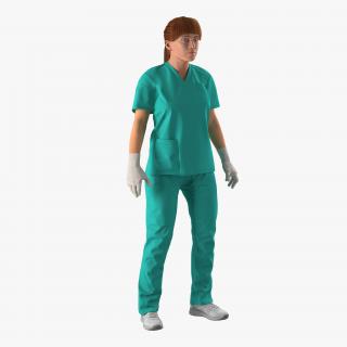 3D Female Caucasian Surgeon Rigged 2 model