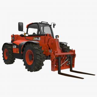 Telescopic Handler Forklift JCB 535 95 Red Rigged 3D model