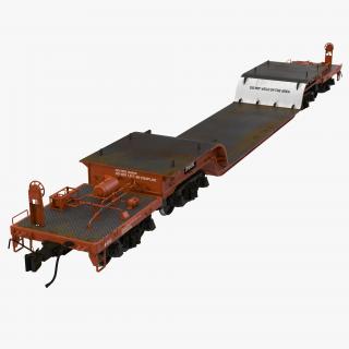 3D model Heavy Duty Depressed Centre Flat Car Red