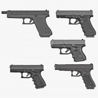 3D Glock Pistols 3D Models Collection 2