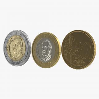 Spain Euro Coins Collection 3D