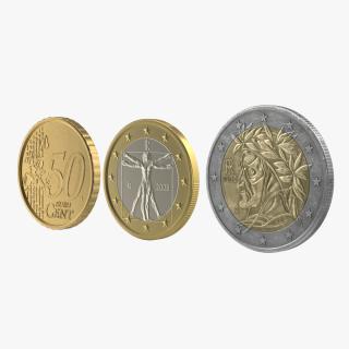 Italian Euro Coins 3D Models Collection 3D model