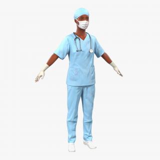 Female Surgeon African American with Blood 3D