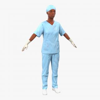 Female Surgeon African American 2 with Blood 3D model